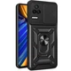 Чехол Fiji Camera Defence для Xiaomi Poco F4 бампер с защитой камеры и подставкой Black - изображение 1