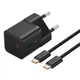 Комплект для швидкої зарядки Зарядний мережевий пристрій Baseus GaN5 Mini 20W Type-C 3A QC3.0 + Кабель Type-C to Type-C 100W 1m (P10110900113-00) Black - зображення 1