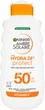 Солнцезащитное водостойкое молочко Garnier Ambre Solaire Увлажнение 24 часа с витамином С для кожи тела и лица Очень высокая степень защиты SPF 50+ 175 мл (3600542624961) - изображение 1