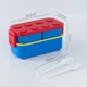Детский ланч бокс в стиле конструктора LEGO двухуровневый 1300 мл синий/красный (LB-172650) - изображение 3
