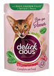 Вологий корм для котів Delickcious шматочки з качкою, куркою та шпинатом соусі 85 г B5410101 - зображення 1