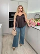 Майка женская из шелка армани с тонкими бретелями весенняя летняя G&M k-116504 56-58 Размер цвет шоколад - изображение 2