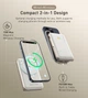 Powerbank павербанк УМБ подставка для телефона Choetech Magnetic Wireless 10000mAh 20W PD Type-C In/Out Qi-15W buid-in cabel White (B735-CCWH) - изображение 4