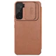 Кожаный чехол-книжка Nillkin Qin Pro Camshield для Samsung Galaxy S22+ Коричневый - изображение 2