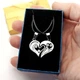 Парные кулоны половинки сердца для влюбленных "I Love you" серебристые на шнурках экошелк в сувенирной коробочке (11319) - изображение 2