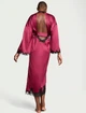 Халат сатиновый длинный Victoria's Secret Satin & Rose Lace Open-Back Long Robe бордовый M/L - зображення 2