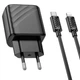 Зарядний пристрій з кабелем Type-C+USB/Apple Lightning 1 м HOCO CS23A Sunlight 30 W 12 V 2.5 А чорний - зображення 2