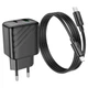 Зарядний пристрій з кабелем Type-C+USB/Apple Lightning 1 м HOCO CS23A Sunlight 30 W 12 V 2.5 А чорний - зображення 5