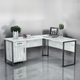 Стіл кутовий офісний Tobi Sho LOFT Iceberg СУЛА/4-1 з тумбою стільниця 18 мм, 1600х1400х750 Дуб крафт білий - зображення 2