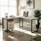 Стіл кутовий офісний Tobi Sho LOFT Iceberg СУЛА/3-1 з 3 шухлядами стільниця 18 мм, 1600х1400х750 Дуб крафт білий - зображення 3