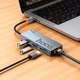 Хаб адаптер Hoco HB51 (Type-C, HDMI, 4K 60Hz, RJ45 Ethernet, до 100 Мбит/с, USB, до 5 Гбит/с, быстрая зарядка, до 100 Вт) - Серый - изображение 2