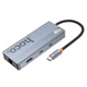Хаб адаптер Hoco HB52 (Type-C, HDMI, 4K 60Hz, RJ45, 100 Mbps, SD/TF, до 480 Mbps, USB, швидка зарядка, до 100 Вт) - Сірий - зображення 2