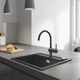Мийка для кухні GROHE гранітна K700 (560x510мм) прямокутна врізна з сифоном чорна (31651AP0) - изображение 5
