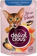 Упаковка Полнорационного консервированного корма для взрослых котов Delickcious Кусочки с лососем и мидиями в соусе 85 г х 12 шт (B5410201) - изображение 2