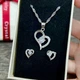 Набір прикрас сережки і кольє "Срібні сердечки" з цирконами Fashion Jewelry упакований у коробочку (13266) - зображення 3