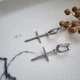 Серебряные сережки (пара) серьги с подвеской Крест в белых Камнях серебро 925 покрыто родием 1293 3.85г - изображение 11