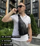 Мужская сумка-слинг на одно плечо 32х18х7 / стильный рюкзак из натуральной кожи, черный - изображение 9