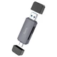 Картридер HOCO HB45 – адаптер для чтения карт памяти TF и SD с поддержкой USB 3.0 и Type-C Metal Gray - изображение 1