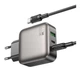 Мережевий зарядний пристрій Borofone BAS56A, 2USB-C, 1USB, QC, PD, 45W, GAN, Type-C to Type-C, Black - зображення 4