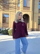 Женский свитер оверсайз драный бордовый 42-48р - изображение 3