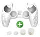 Комплект 5в1: Якісний захисний силіконовий чохол Embossed White для геймпада DualSense Sony PlayStation 5 (PS5) + 4 накладки на стіки (432992855) - зображення 1