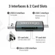 Картридер Vention CCHH0 USB 3.0 Type-A/Type-C/Micro USB для карт SD/microSD, металевий корпус, сірий - зображення 9