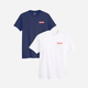Zestaw koszulek męskich bawełnianych 2 szt Levi's 2Pk Crewneck Graphic Babytab 2Pack 79681-0034 S Biały/Niebieski (5400970991196) - obraz 1