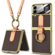 Кожаный чехол GKK with ring and strap для Samsung Galaxy Z Flip4 Brown - изображение 1