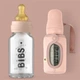 Комплект скляна дитяча пляшечка BIBS Baby Glass Bottle повний комплект Blush - 120 ml та чохол на пляшечку - зображення 1