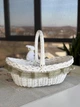 Пасхальная корзина 36х26х33см hand-made MIS LT белая с бело-зеленым декором и зайчиком - изображение 2