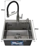 Мойка из нержавеющей стали AQUAMILL 5050 decor + смеситель со съемным изливом + дозатор + решетка + сифон - изображение 2
