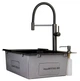 Мойка из нержавеющей стали AQUAMILL 6050 с PVD покрытием черная decor + смеситель со съемным изливом + дозатор + коландер + сифон - изображение 11