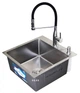 Мойка из нержавеющей стали AQUAMILL 5050 decor + смеситель со съемным изливом + дозатор + решетка + сифон - изображение 3