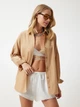 Рубашка хлопковая оверсайз женская Happiness MX00167 36 Camel (8684347163561) - изображение 3