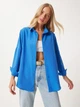 Рубашка хлопковая оверсайз женская Happiness DD00842 42 Vivid Blue (8496160383398) - изображение 5
