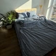 Комплект постельного белья LavSon Washed Cotton Вареный хлопок Двухспальный 180х220 (с простыней на резинке 140х200х25) Синий кубик - изображение 3