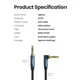 Аудиокабель mini jack 3,5 mm UGREEN AV112 Gold Plated Metal Case с угловым L-образным штекером (1m). Blue - изображение 4