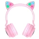 Наушники Bluetooth беспроводные Hoco W27 Cat ear накладные с микрофоном и подсветкой Pink - изображение 2
