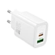 Зарядний пристрій HOCO N63 Gentle 30W, два порти, підтримка PD3.0 та QC3.0, білий - зображення 1