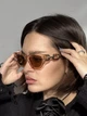 Сонцезахисні окуляри No Brand котяче око Chain бежеві - зображення 3
