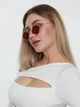 Сонцезахисні окуляри No Brand ромби Romb червоні із золотом - зображення 3