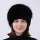 Женская меховая норковая шапка на вязаной основе с помпоном из меха песца Меховой Стиль Улитка 54-60 Черный (131/E) - изображение 2