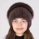 Женская меховая норковая шапка на вязаной основе с помпоном из меха песца Меховой Стиль Улитка 54-60 Капучино (131/N) - изображение 2