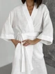 Женский халат кимоно длинный COSY Duna из фактурного муслина L/XL белый M91W - изображение 6