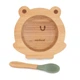 Детская бамбуковая тарелка на присоске с ложкой Miniland Wooden Bowl Frog - изображение 1