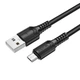 Міцний дата кабель Borofone BX116 Certain USB to MicroUSB 2.4A (1m) Black - зображення 2