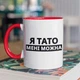 Чашка з принтом "Я Тато мені можна" на подарунок для тата керамічна 330 мл біла з червоною ручкою - зображення 1