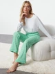 Пижамные брюки большого размера хлопковые Trendyol THMSS23PJ00002 XL Зеленые (8683050255365) - изображение 4