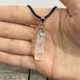 Кулон с натуральным камнем Горный хрусталь прямоугольной формы на шнурке экошелк черный в сувенирной коробочке (16196) - изображение 3