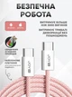 Кабель быстрой зарядки андроид айфон Type-C JoyPro 20W Pink зарядный шнур USB-C 1 метр 5А для смартфонов apple iphone android Универсальный Тайпси + Тканевая оплетка + Держатель кабеля в комплекте (Розовый) - изображение 2